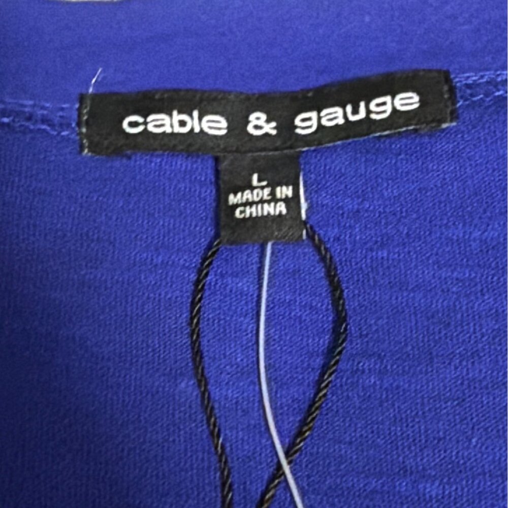 Cable & Gauge Womens Bright Blue Cotton Short Sleeve Embroidered Top Size L - Picture 3 of 7